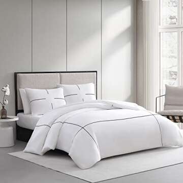 Vera Wang - Queen Duvet Cover Set, Luxury Cotton Sateen Bedding with Matching Shams, Super Soft Bedd...