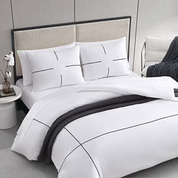 Vera Wang Queen Duvet Cover Set in White Cotton Sateen