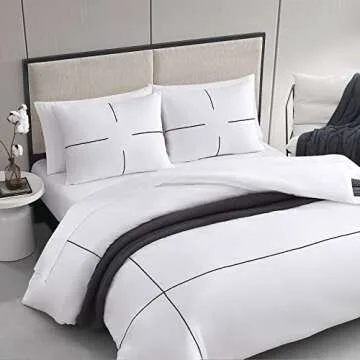 Vera Wang Queen Duvet Cover Set in White Cotton Sateen