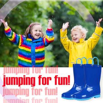 Toddler and Kids Rain Boots with Easy On Handles - Boys and Girls Colors and Designs – by Puddle Play