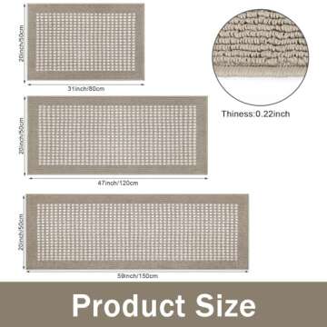 Kitchen Mat Set of 3 Non Slip Farmhouse Entrance Throw mats Washable Water Absorbent Kitchen Floor R...