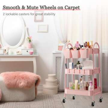Danpinera 3-Tier Rolling Cart for Kitchen & Office Storage