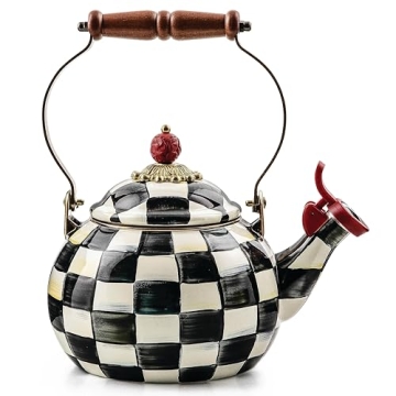 MACKENZIE-CHILDS Whistling Tea Kettle with Courtly Check