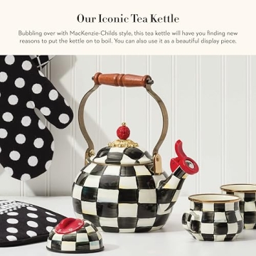 MACKENZIE-CHILDS Whistling Tea Kettle with Courtly Check