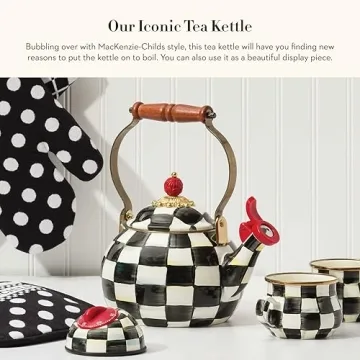 MACKENZIE-CHILDS Whistling Tea Kettle with Courtly Check