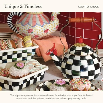 MACKENZIE-CHILDS Whistling Tea Kettle with Courtly Check
