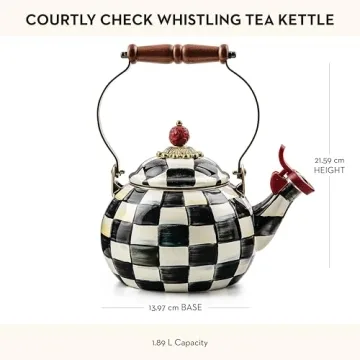 MACKENZIE-CHILDS Whistling Tea Kettle with Courtly Check