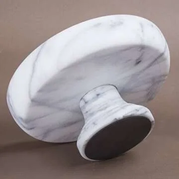 Creative Home Natural Marble Bowl on Pedestal Fruit Storage Basket Stand, 10" Diam. x 4-1/2" H, Off-White (patterns may vary)