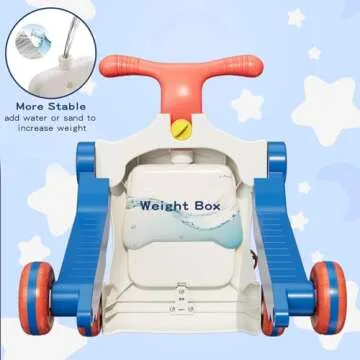 HYES 5 in 1 Baby Push Walker for Baby Boy, Activity Center Learning to Walk, Sit to Stand, Early Learning Push Toys for Infant 12 Months, Walking Toys Gift for Toddler Boys, Blue