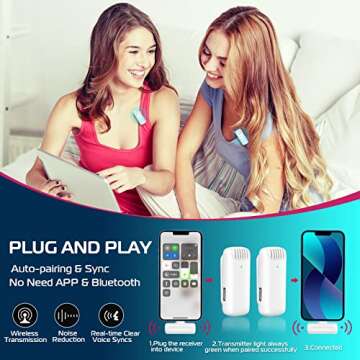 ULANZI J12 Wireless Lavalier Microphone for iPhone iPad White, 2-in-1 Plug-Play Mic with Charging Case for Phone Video Recording Interview Youtubers Vloggers, 65ft Transmission Range