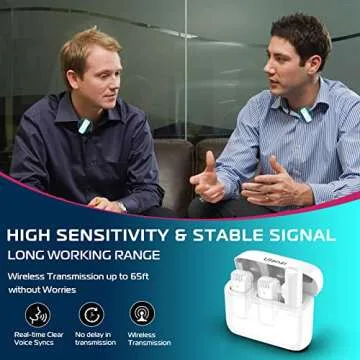 ULANZI J12 Wireless Lavalier Microphone for iPhone iPad White, 2-in-1 Plug-Play Mic with Charging Case for Phone Video Recording Interview Youtubers Vloggers, 65ft Transmission Range