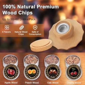 OGERY Cocktail Smoker Kit with Torch, Whiskey Smoker Kit with 4 Flavors Wood Chips, Mens Gifts, Old Fashioned Drink Smoker Infuser Kit, Fathers Day Birthday Gifts for Men, Dad, Husband (No Butane)