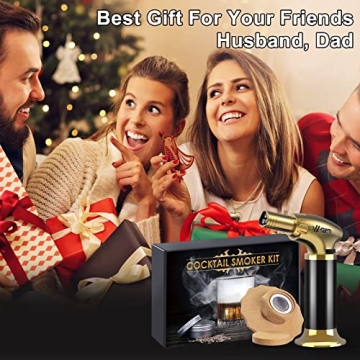 OGERY Cocktail Smoker Kit with Torch, Whiskey Smoker Kit with 4 Flavors Wood Chips, Mens Gifts, Old Fashioned Drink Smoker Infuser Kit, Fathers Day Birthday Gifts for Men, Dad, Husband (No Butane)