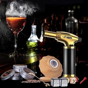 OGERY Cocktail Smoker Kit with Torch, Whiskey Smoker Kit with 4 Flavors Wood Chips, Mens Gifts, Old Fashioned Drink Smoker Infuser Kit, Fathers Day Birthday Gifts for Men, Dad, Husband (No Butane)