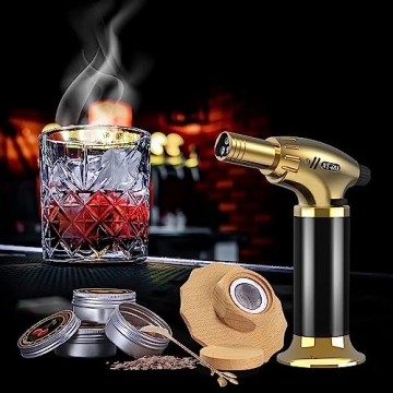 OGERY Cocktail Smoker Kit with Torch, Whiskey Smoker Kit with 4 Flavors Wood Chips, Mens Gifts, Old Fashioned Drink Smoker Infuser Kit, Fathers Day Birthday Gifts for Men, Dad, Husband (No Butane)