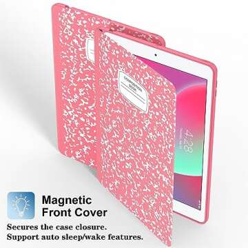 Supveco Case for iPad 9th/8th/7th Generation 10.2 inch (2021/2020/2019 Model) with Pencil Holder, Premium Folio Stand Case with Auto Wake/Sleep,Soft TPU Back Shell Cover for iPad 10.2 Inch-Watermelon