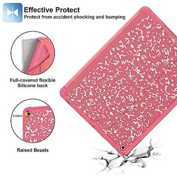 Supveco Case for iPad 9th/8th/7th Generation 10.2 inch (2021/2020/2019 Model) with Pencil Holder, Premium Folio Stand Case with Auto Wake/Sleep,Soft TPU Back Shell Cover for iPad 10.2 Inch-Watermelon