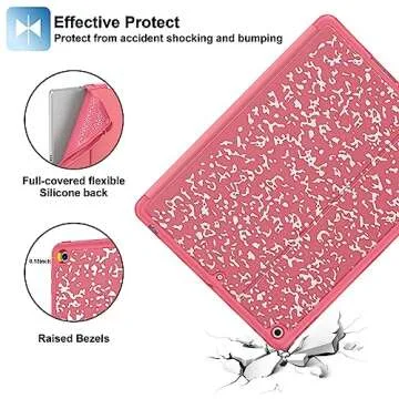 Supveco Case for iPad 9th/8th/7th Generation 10.2 inch (2021/2020/2019 Model) with Pencil Holder, Premium Folio Stand Case with Auto Wake/Sleep,Soft TPU Back Shell Cover for iPad 10.2 Inch-Watermelon