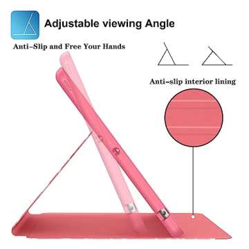 Supveco Case for iPad 9th/8th/7th Generation 10.2 inch (2021/2020/2019 Model) with Pencil Holder, Premium Folio Stand Case with Auto Wake/Sleep,Soft TPU Back Shell Cover for iPad 10.2 Inch-Watermelon