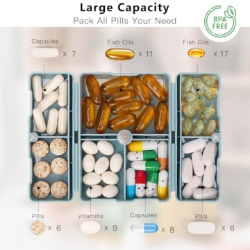 FYY 7-Compartment Portable Pill Organizer with Magnetic Closure