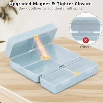 FYY 7-Compartment Portable Pill Organizer with Magnetic Closure