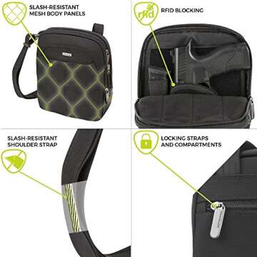 Travelon Anti-Theft Concealed Carry Slim Bag, Black