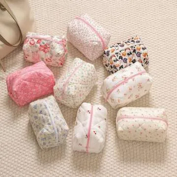 Stylish Floral Cotton Makeup Bag for Travel & Organization