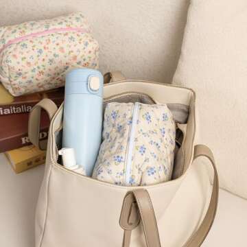 Stylish Floral Cotton Makeup Bag for Travel & Organization