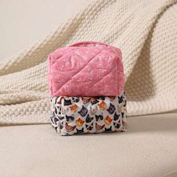 Stylish Floral Cotton Makeup Bag for Travel & Organization