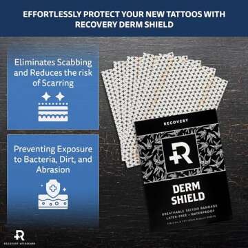 Recovery Derm Shield Tattoo Aftercare Bandage - Transparent, Waterproof Adhesive Bandages - 5.9 x 7....