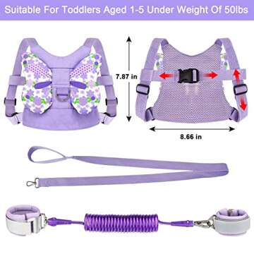 Accmor Toddler Harness Leash + Anti Lost Wrist Link, Kids Butterfly Harnesses With Children Leashes,...