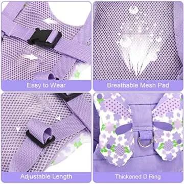 Accmor Toddler Harness Leash + Anti Lost Wrist Link, Kids Butterfly Harnesses With Children Leashes, Cute Baby Leash Walking Assistant Wristband Strap Tether for Girls Outdoor (Purple)