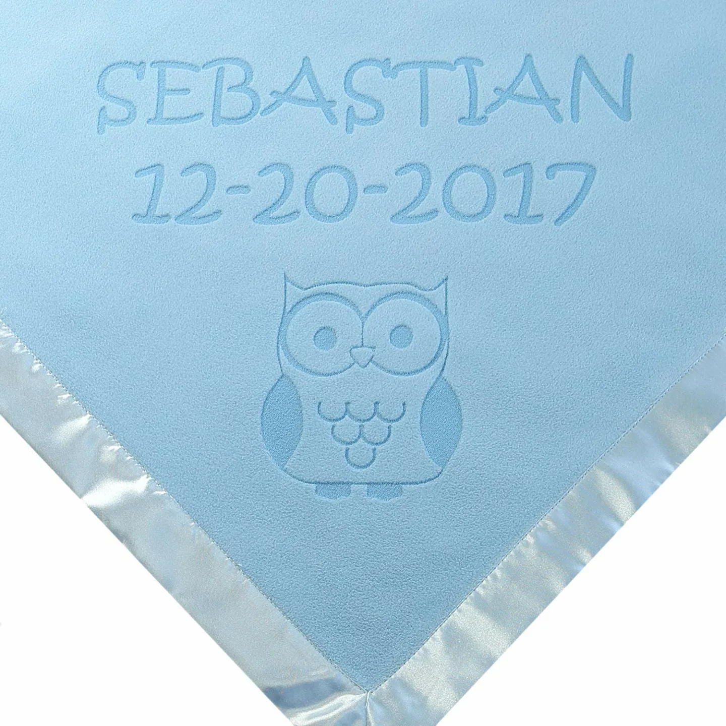 Personalized Owl Baby Blanket Gift for Boys - Custom Text