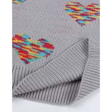 Drvitor Cute Heart Sweaters for Women Long Sleeve Crew Neck Casual Sweater Fashion Ribbing Knitted Pullover (37 Grey,Small)