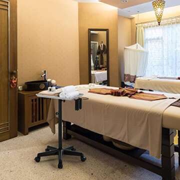 Yaheetech Rolling Salon Tray - Aluminum Trolley Cart with Smooth Wheels & Adjustable Height