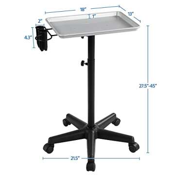 Yaheetech Rolling Salon Tray - Adjustable Mobile Trolley Cart