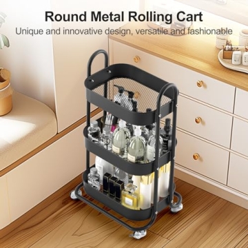 EAGMAK 3 Tier Rolling Cart for Easy Home Organization