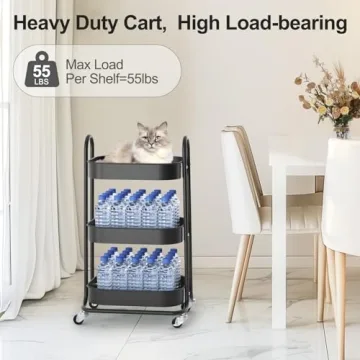 EAGMAK 3 Tier Rolling Cart for Easy Home Organization