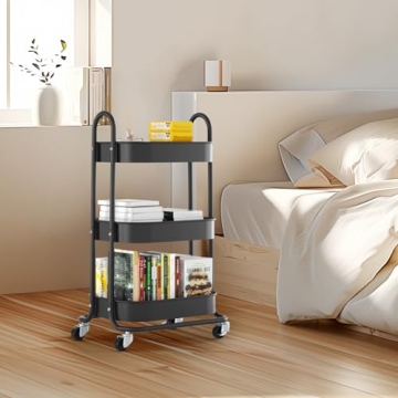 EAGMAK 3 Tier Rolling Cart for Easy Home Organization