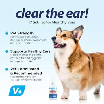 Oticbliss Vet-Strength Ear Drops with MicroSilver™ BG and Oticbliss Advanced Cleaning Wipes (100ct) Bundle Advanced Ear Conditions Clinical Strength Ear Drops for Dogs Plus Dog Ear Cleaning Wipes