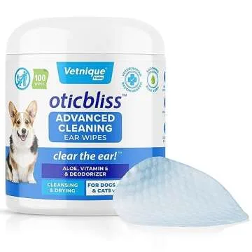 Oticbliss Vet-Strength Ear Drops with MicroSilver™ BG and Oticbliss Advanced Cleaning Wipes (100ct) Bundle Advanced Ear Conditions Clinical Strength Ear Drops for Dogs Plus Dog Ear Cleaning Wipes