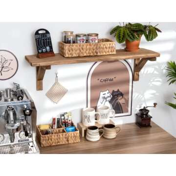 StorageWorks Small Baskets for Organizing, Wicker Baskets for Organizing with 4 Sections, Water Hyacinth Baskets, Handwoven Desk Baskets for Shelves, Pantry, Coffee Bar, 2 Pack