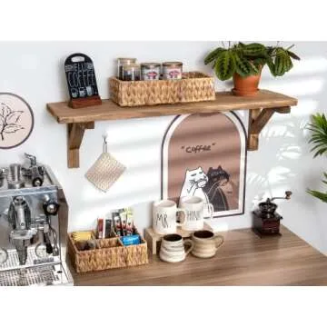 StorageWorks Small Baskets for Organizing, Wicker Baskets for Organizing with 4 Sections, Water Hyacinth Baskets, Handwoven Desk Baskets for Shelves, Pantry, Coffee Bar, 2 Pack