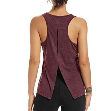 Muzniuer Workout Tank Tops for Women Open Back Gym Exercise Athletic Yoga Tops Racerback Sleeveless ...
