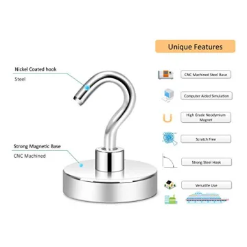 Neosmuk Magnetic Hooks 130lb Strong Magnet for Hanging