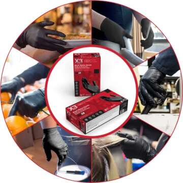 X3 Black Nitrile Disposable Industrial Gloves 3 Mil