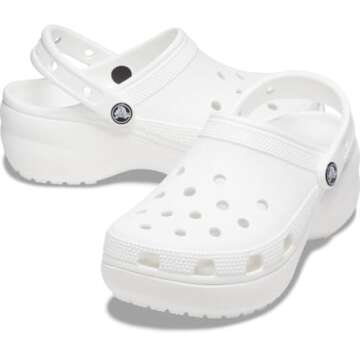 Crocs Women's Classic Platform Clog, White, 6