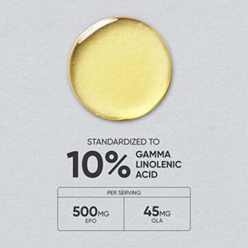 Sports Research Evening Primrose Oil (500mg) Cold-Pressed with No fillers or Artificial Ingredients, Non-GMO Tested - Gluten & Soy Free (240 Liquid Softgels)