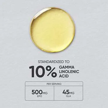 Sports Research Evening Primrose Oil (500mg) Cold-Pressed with No fillers or Artificial Ingredients, Non-GMO Tested - Gluten & Soy Free (240 Liquid Softgels)