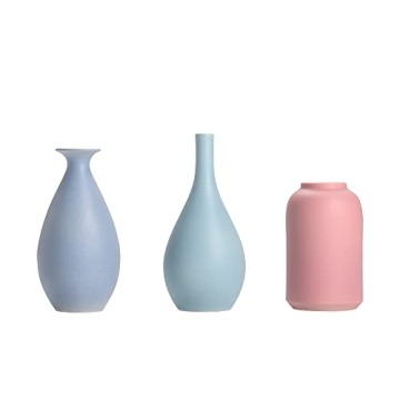 Colorful Ceramic Flower Vase Set of 3 for Home Decor